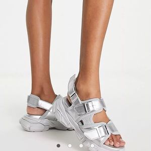Never worn ASOS silver sandals sneakers.